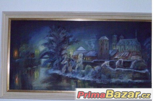 obraz malovany na platne+ram k tomu 270x70cm,pouze Cheb