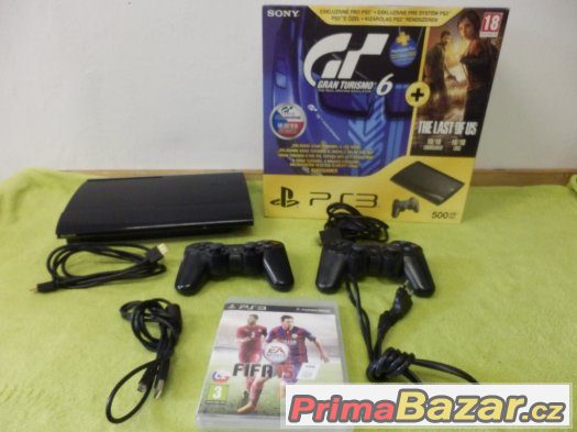 SONY PLAYSTATION 3 SLIM 500+2X OVLADAČ+FIFA ZDARMA-TOP STAV