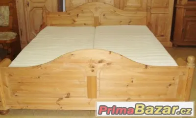 Postel z borovice + rošty + matrace - celomasiv