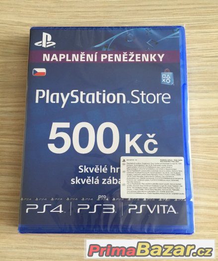 PS4, PS3, PSV - PlayStation Store - Kredit 500 Kč - Nové