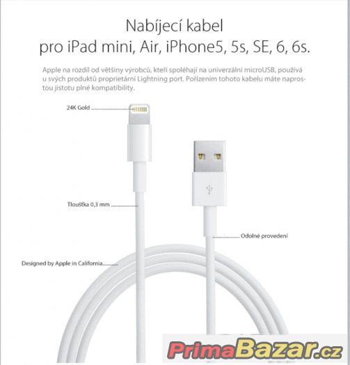 Originální lightning kabel Apple pro iPhone 5/5s/6/6s a iPad