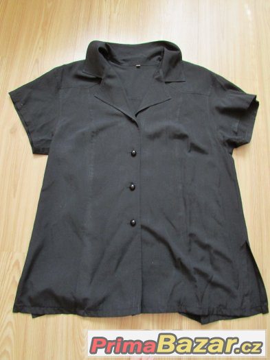 Dámská černá košile s kr. rukávem na knoflíky, vel. cca XL