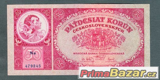 Staré bankovky - 50 korun 1929 neperforovana