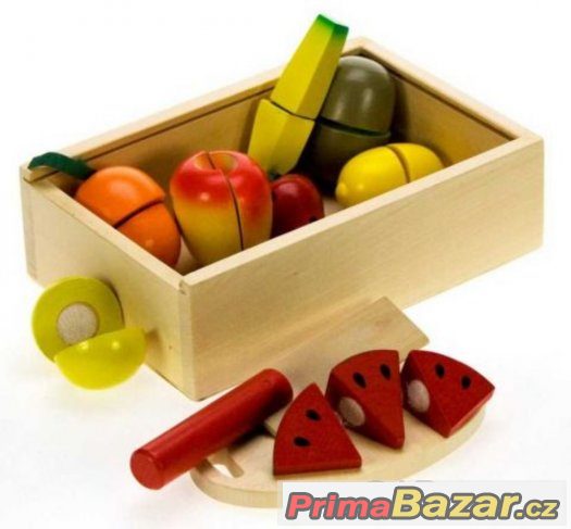 NOVÉ Dřevěné potraviny - Krájení ovoce v krabičce