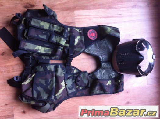 Airsoft bojová vesta a maska s větrákem