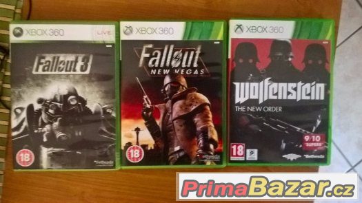 XBox 360 hry - Wolfenstein, Fallout 3, Fallout: New Vegas