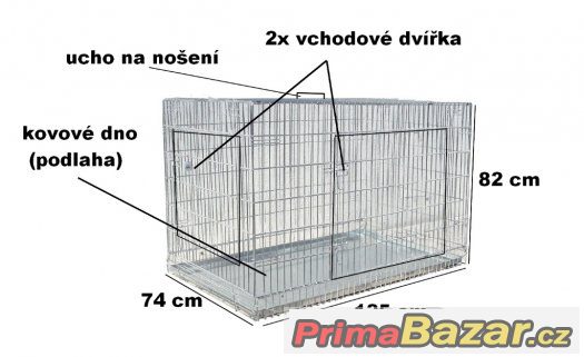 Kovová klec 125 x 74 x 82 cm Kovová klec 125 x 74 x 82 cm
