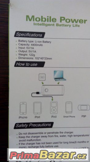 AKCE 1+1 Power Bank kapacita 4400mAh - bílá - POSLEDNÍ KUS AKCE 1+1 Power Bank kapacita 4400mAh - bílá - POSLEDNÍ KUS