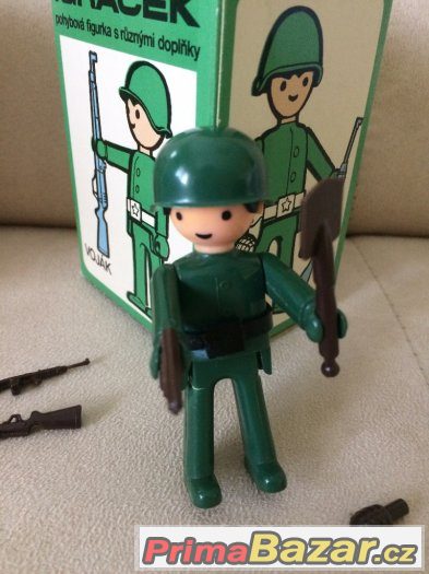 Igráček voják, originál s krabicí a dolplňky