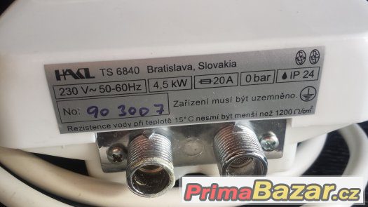 Elektrický průtokový ohřívač HAKL 230 V - NOVÝ