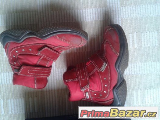 detske kotnikove zimni boty na suchy zip,33,cervene,velmi le