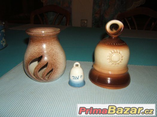 2 ks ZVONKY a AROMA LAMPA z keramiky