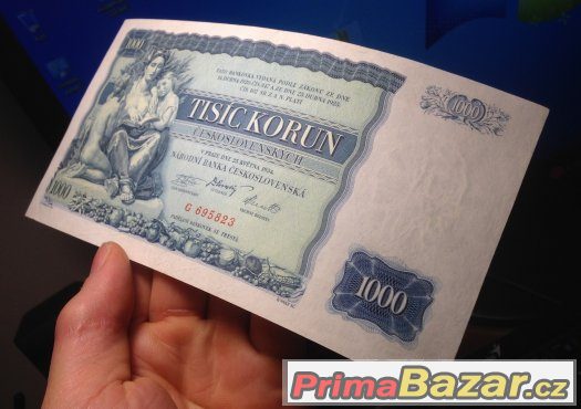 Staré bankovky 1000 korun 1934 NEPERFOROVANA skoro bezvadná
