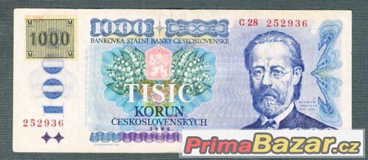 Staré bankovky - 1000 kčs 1985 Smetana, KOLEK