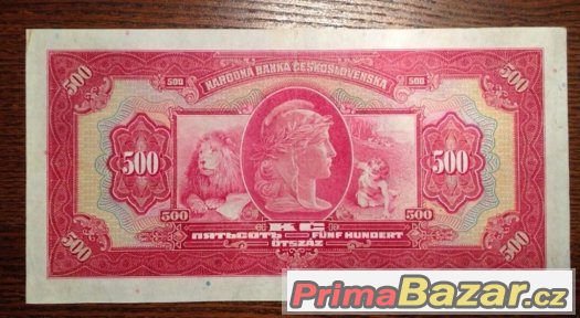 Staré bankovky - 500 korun 1929 NEPERFOROVANA, pěkný stav Staré bankovky - 500 korun 1929 NEPERFOROVANA, pěkný stav