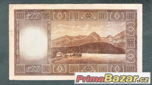 Staré bankovky - 500 kčs 1945 Vzácná neperforovana Staré bankovky - 500 kčs 1945 Vzácná neperforovana