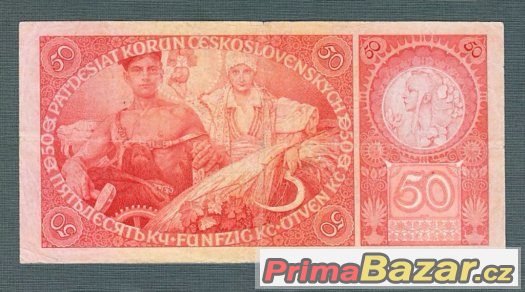 Staré bankovky - 50 korun 1929 neperforovana, pěkný stav