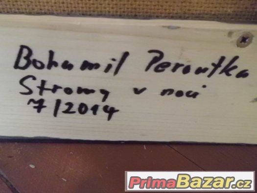 Super obraz BOHUMIL PEROUTKA - STROMY V NOCI - olej na dřevě – fotografie 4