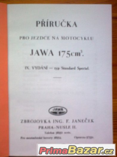 Příručka JAWA 175 Standard Special