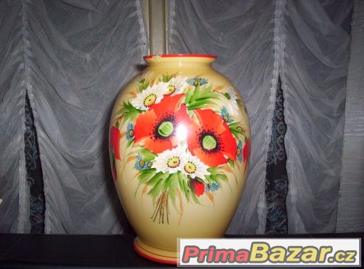 Skleněná váza s vlčími máky - nádherná