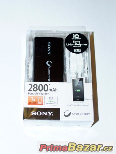 NOVÝ Sony přenosný zdroj USB CP-V3 černý, 2800mAh