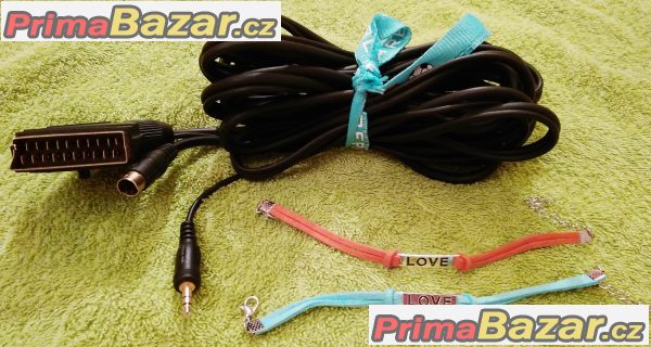 PremiumCord Kabel S-video + 3,5mm stereojack na SCART 5m + kondenzátor + drobný DÁREK ZDARMA!!!