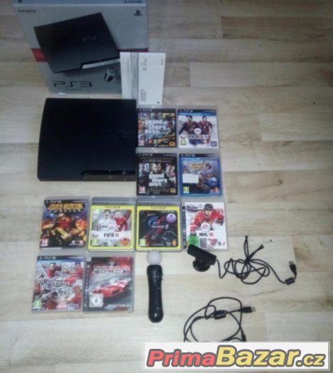 SONY Playstation 3 Slim 320GB +10her +pohybový senzor