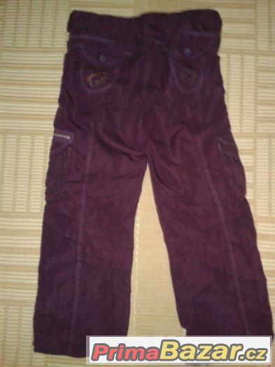kalhoty fialove HELLO KITTY,vel.128,krasne,do skoly,oteplene