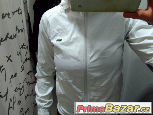běžecká bunda bílá s kapucí Lacoste vel. 36.