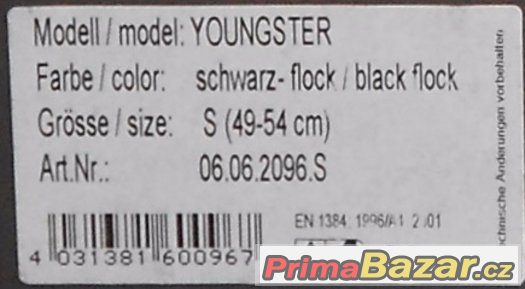 Casco youngster black-flock 49-54 cm velikost S NOVÁ Casco youngster black-flock 49-54 cm velikost S NOVÁ