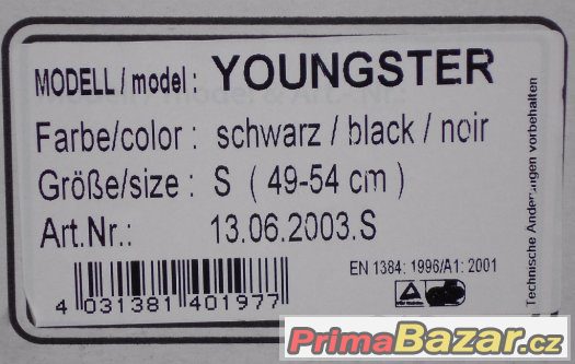 Casco youngster Schwarz/black/noir 49-54 cm velikost S NOVÁ Casco youngster Schwarz/black/noir 49-54 cm velikost S NOVÁ
