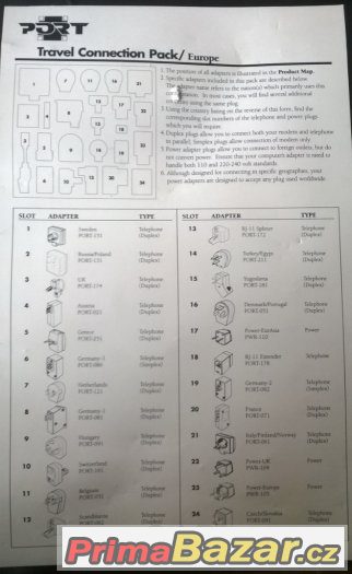 Sada cestovních adaptérů pro elektriku a telefoní přípojku