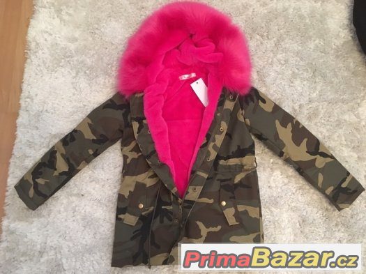 Dětská zimni parka/ bunda s růžovým kozichem