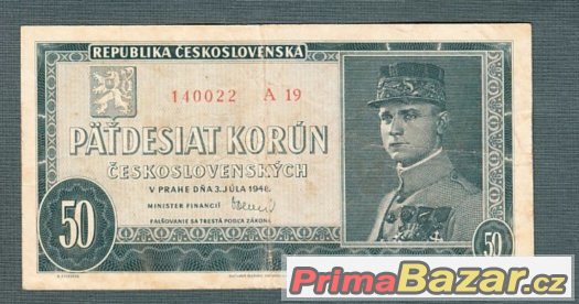 Staré bankovky - 50 kčs 1948 neperforovana