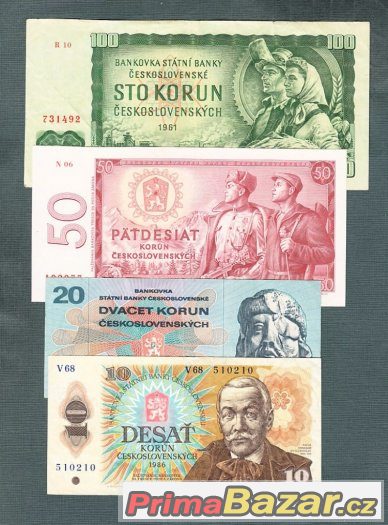 Staré bankovky - sestava 1961-1988 - 4 kusy