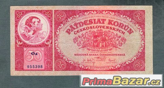 Staré bankovky - 50 korun 1929 , neperforovaná