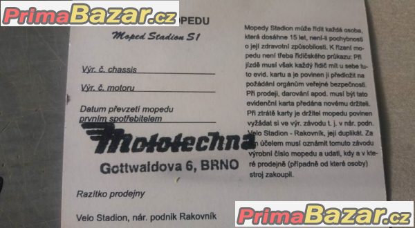 Prodám,nové kartičky ke stadionům,mopedům