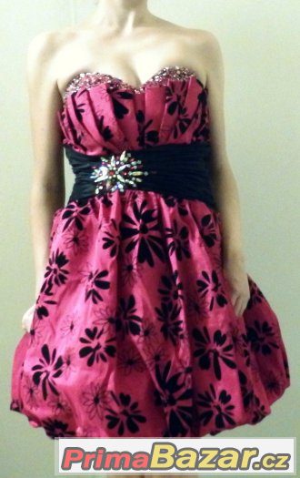 Růžovo-černé společenské šaty