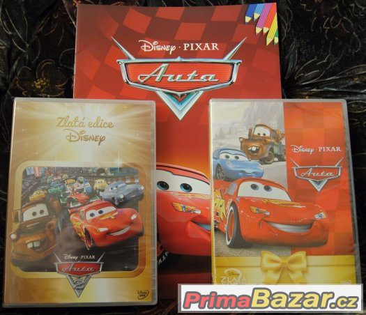 2 DVD auta  + omalovánky zdarma