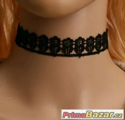 Nový černý tattoo choker "kytky"
