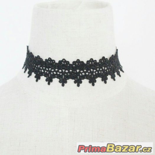 Krásný černý krajkový tattoo choker