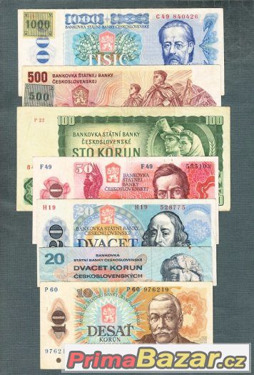 Staré bankovky - sestava 1961-1988 - 7 kusů