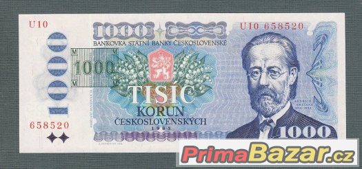 Staré bankovky - 1000 kčs 1985 Smetana KOLEK serie U