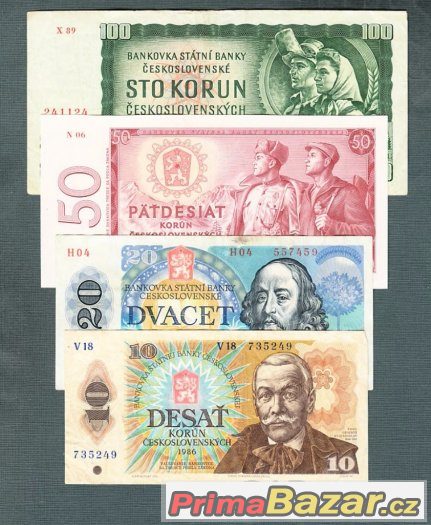 Staré bankovky - sestava 1961-1988 - 4 kusy