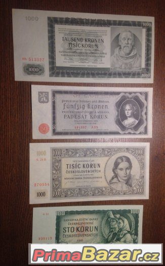 Staré bankovky UNC - 13 kusů , bezvadný stav UNC