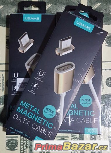 Magnetický nabíjecí a datový kabel s microUSB konektorem.