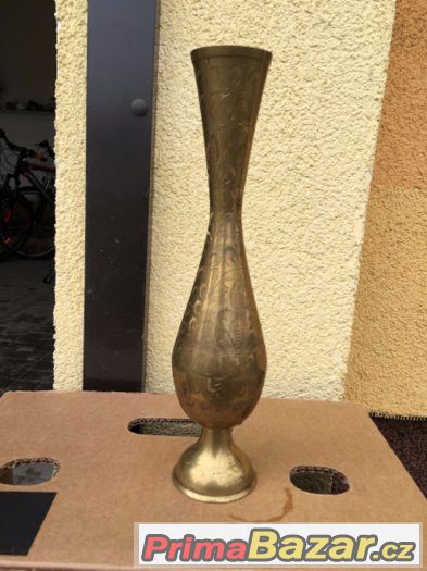 3 x ozdobná váza - Mosaz, dřevo