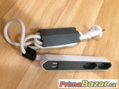 Prodlužovací kabel 220V + 2x USB