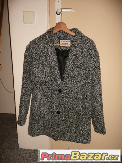 Luxusní oversized kabát kabátek, vlněný kabát, svetřík, šedý