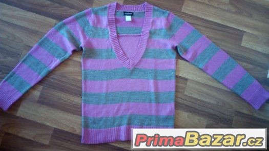 Pruhovaný fialovošedý svetr Mia Linea
